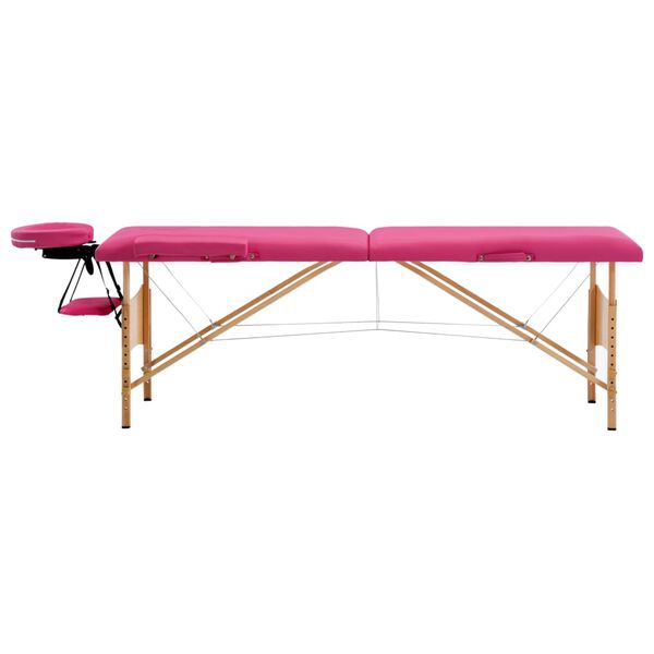 vidaXL Massageliege Klappbar 2-Zonen mit Holzgestell Rosa