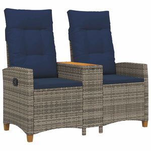 vidaXL Liegebank mit Tisch 2 -Seater 126 x 65 x 112 cm Poly-Rattan