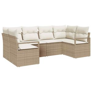 vidaXL Gartensofa-set 6 stk. Beige und Wei&szlig; Poly-Rattan