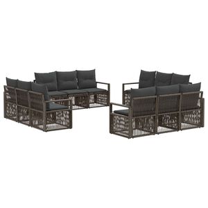 vidaXL Gartensofa-set 12 stk. Grau Poly-Rattan