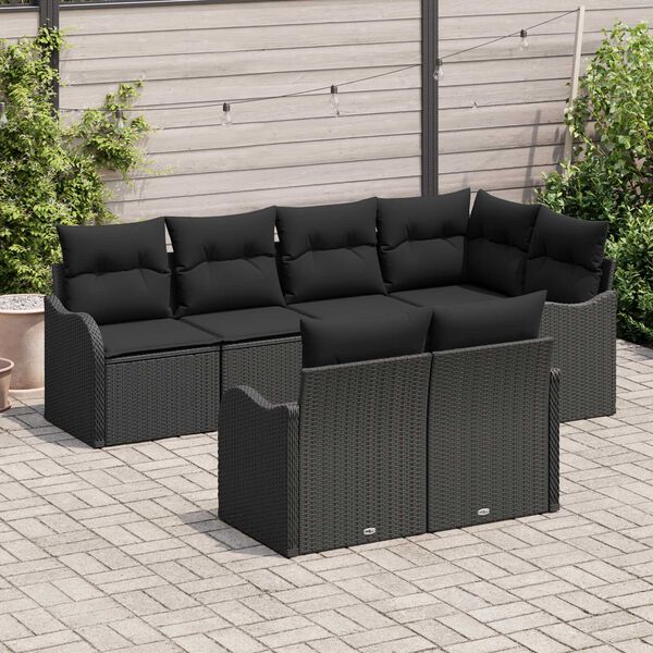 vidaXL Gartensofa-set Schwarz Poly-Rattan