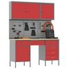 vidaXL Werkbank mit Schubladen 8 pcs Rot Ingenieure Holz und Stahl