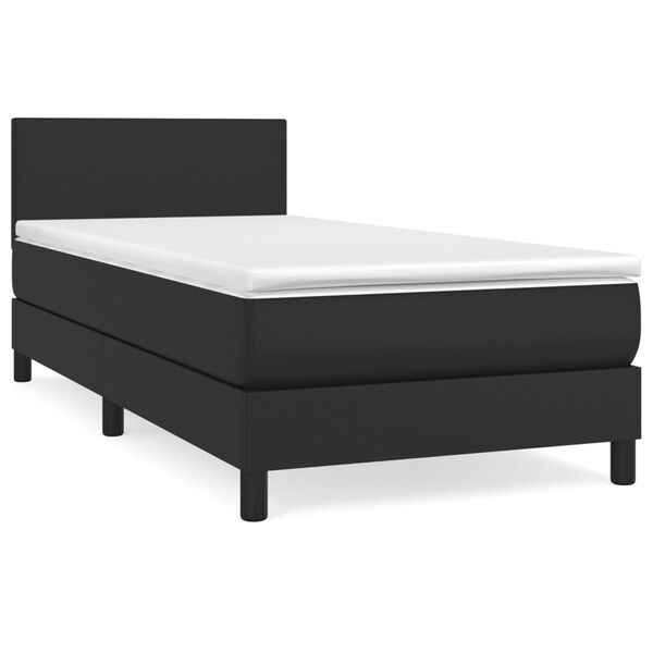 vidaXL Boxspringbett mit Matratze Schwarz 90x190 cm Kunstleder