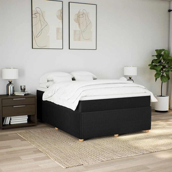 vidaXL Boxspringbett mit Matratze Schwarz 140x200 cm Stoff