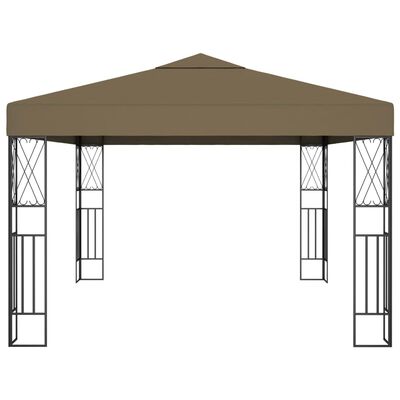 vidaXL Pavillon mit LED-Lichterkette 3x4 m Taupe Stoff