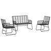 vidaXL Garten Essgruppe 3 pcs Schwarz und Anthrazit Poly-Rattan
