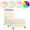 vidaXL Boxspringbett mit Matratze & LED Creme 80x200 cm Kunstleder