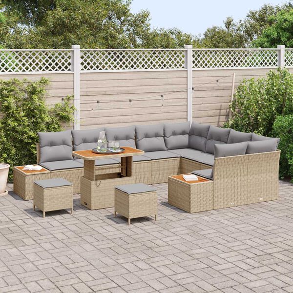 vidaXL Gartensofa-set 12 pcs Beige Poly-Rattan