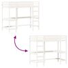 vidaXL Hochbett mit Schreibtisch Weiß 90x200 cm Massivholz Kiefer
