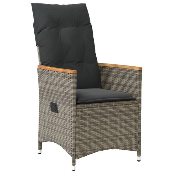 vidaXL 3-tlg. Bistro-Set mit Kissen Grau Poly Rattan
