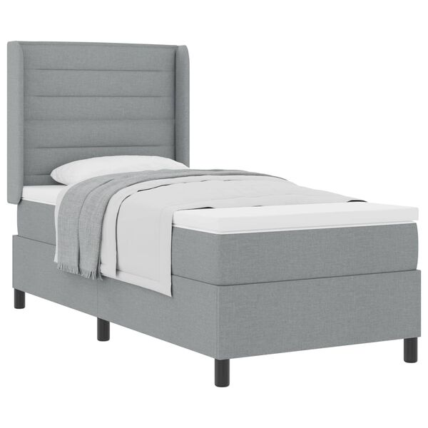 vidaXL Boxspringbett mit Matratze Hellgrau 190 x 90 cm Stoff