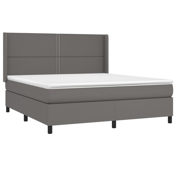 vidaXL Boxspringbett mit Matratze Grau 160x200 cm Kunstleder