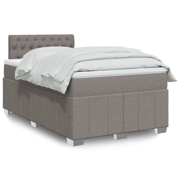 vidaXL Boxspringbett mit Matratze Taupe 120x190 cm Stoff