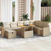 vidaXL 9-tlg. Garten-Sofagarnitur mit Kissen Beige Poly Rattan Akazie