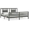 vidaXL Massivholzbett mit Kopfteil Grau 200x200 cm