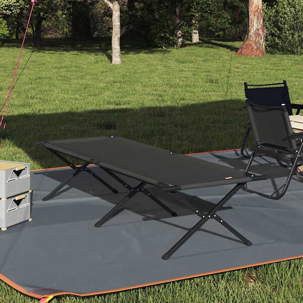 vidaXL Klapp Schlafbett f&uuml;rs Camping Schwarz 210 x 80 x 46 cm