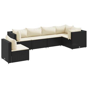 vidaXL 6-tlg. Garten-Lounge-Set mit Kissen Schwarz Poly Rattan