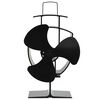 vidaXL Ofenventilator W&auml;rmebetrieben 3 Bl&auml;tter Schwarz