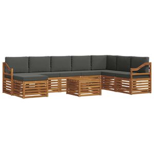 vidaXL Outdoor-Sofagarnitur mit Kissen 9 pcs Natur und Anthrazit