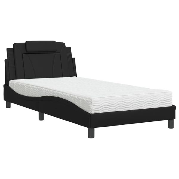 vidaXL Bett "Viana" mit Matratze Schwarz 100x200 cm Kunstleder