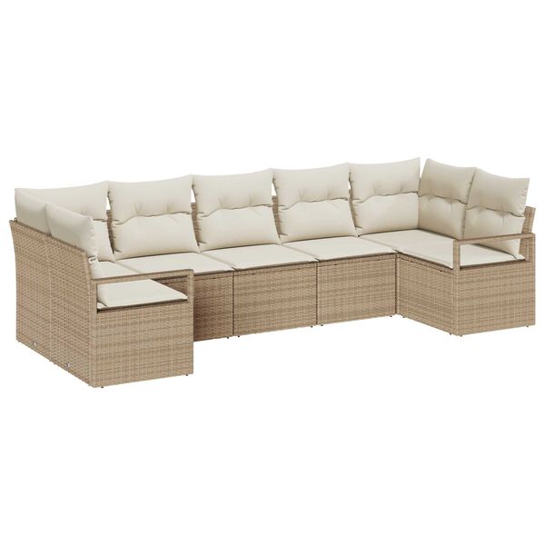 vidaXL Sofa Set mit Kissen 7 pcs Beige Poly Rattan