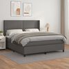vidaXL Boxspringbett mit Matratze Grau 160x200 cm Kunstleder