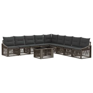vidaXL Gartensofa-set 10 stk. Grau und Dunkelgrau Poly-Rattan