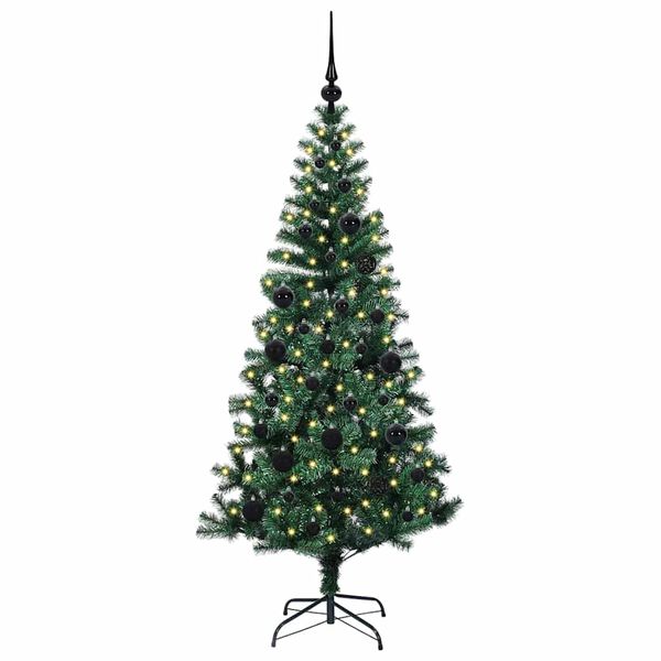 vidaXL K&uuml;nstlicher vorbeleuchteter Weihnachtsbaum Gr&uuml;n 150 cm