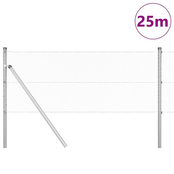 vidaXL Zaunpfosten Silber 25 x 0,6 m (13 mm Maschen) Stahl
