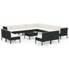 vidaXL 14-tlg. Garten-Lounge-Set mit Auflagen Poly Rattan Schwarz