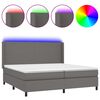 vidaXL Boxspringbett mit Matratze & LED Grau 200x200 cm Kunstleder