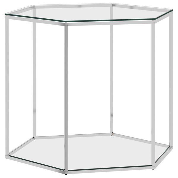 vidaXL Couchtisch Silbern 60x53x50 cm Edelstahl und Glas