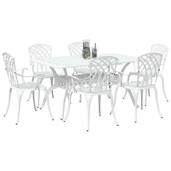 vidaXL Garten Essgruppe 7 pcs Wei&szlig; Aluminium