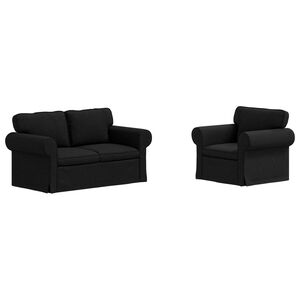 vidaXL Sofa 2 pcs Schwarz
