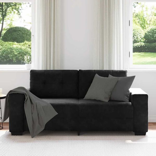 vidaXL Zweisitzer-Sofa Schwarz 140 cm Samt