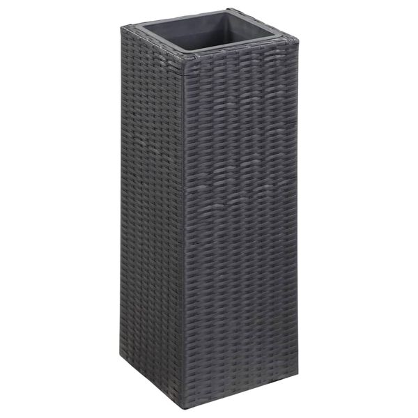 vidaXL Garten-Hochbeete 3-tlg. Poly Rattan Schwarz