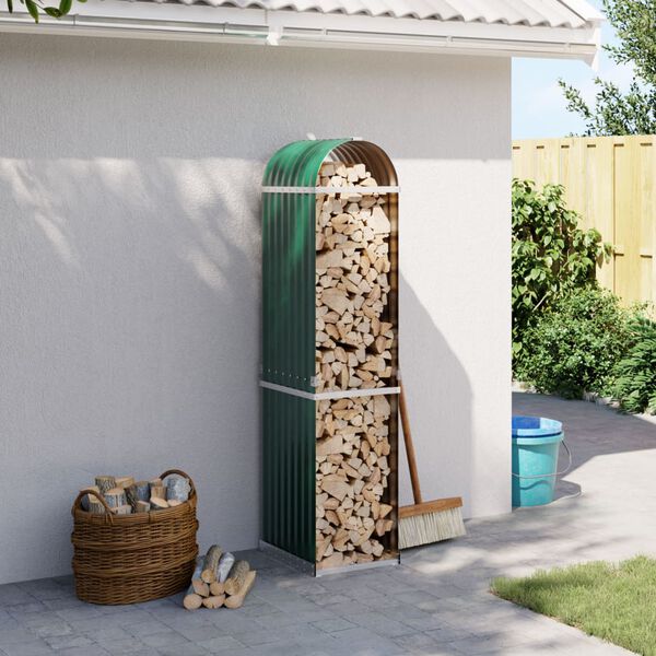 vidaXL Kaminholzunterstand Gr&uuml;n 40x45x170 cm Verzinkter Stahl