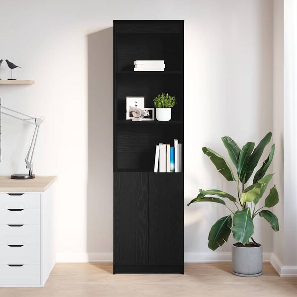 vidaXL Highboard Schwarz Eichen-Optik 50x35x180 cm Holzwerkstoff