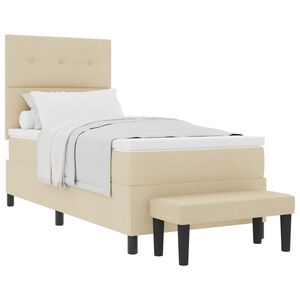 vidaXL Boxspringbett mit Matratze mit Kopfteil Creme 90 x 200 cm Stoff