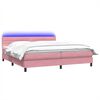 vidaXL Boxspringbett mit Matratze & LED Rosa 200x220 cm Samt