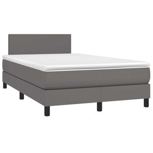 vidaXL Boxspringbett mit Matratze Grau 120x190 cm Kunstleder