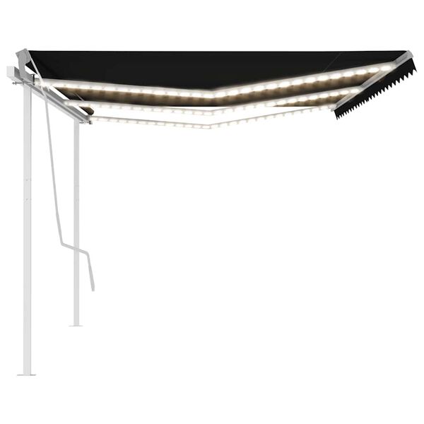 vidaXL Markise Manuell Einziehbar mit LED 6x3 m Anthrazit