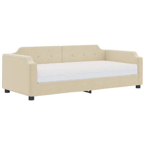 vidaXL Tagesbett mit Matratze Creme 100x200 cm Stoff