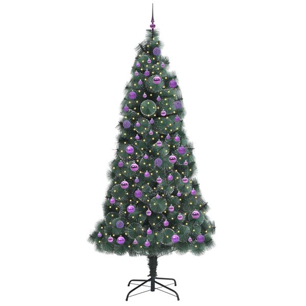 vidaXL K&uuml;nstlicher vorbeleuchteter Weihnachtsbaum mit Kugelset 240 cm