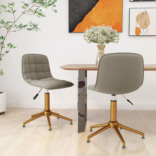 vidaXL Esszimmerst&uuml;hle 2 Stk. Drehbar Hellgrau Samt