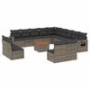 vidaXL 14-tlg. Garten-Sofagarnitur mit Kissen Grau Poly Rattan