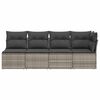 vidaXL Gartensofa mit Kissen 4-Sitzer Grau Poly Rattan