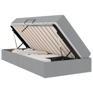 vidaXL Aufbewahrungsbett mit Matratze Hellgrau 90 x 190 cm Polyester