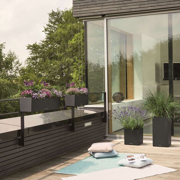 LECHUZA Blumenkasten BALCONERA Stone 50 ALL-IN-ONE Schwarz