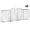 vidaXL Gabionen mit Hochbogen 5 Stk. 300x50x100/120cm Verzinktes Eisen